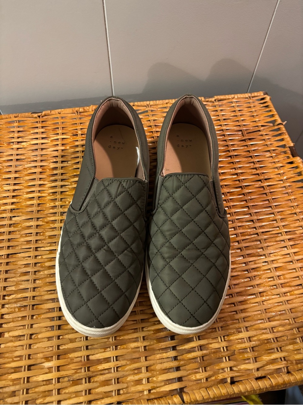 a new day Quilted Slip-On Loafers in Olive